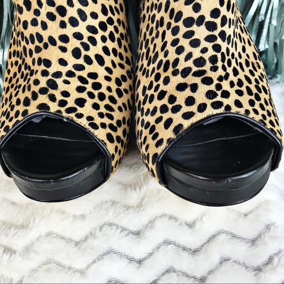 CALVIN KLEIN leather and pony hair sports heels